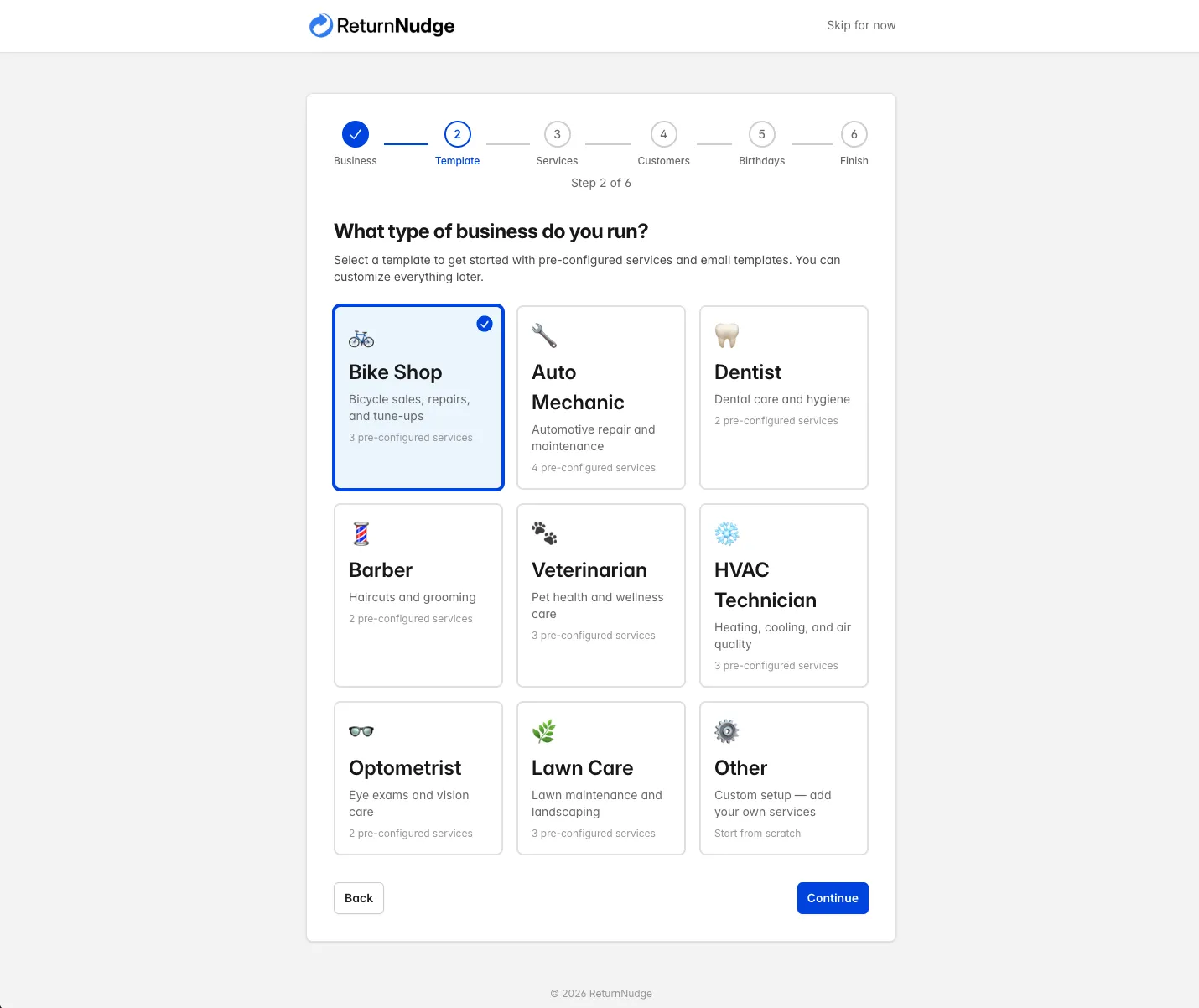 Onboarding wizard screenshot